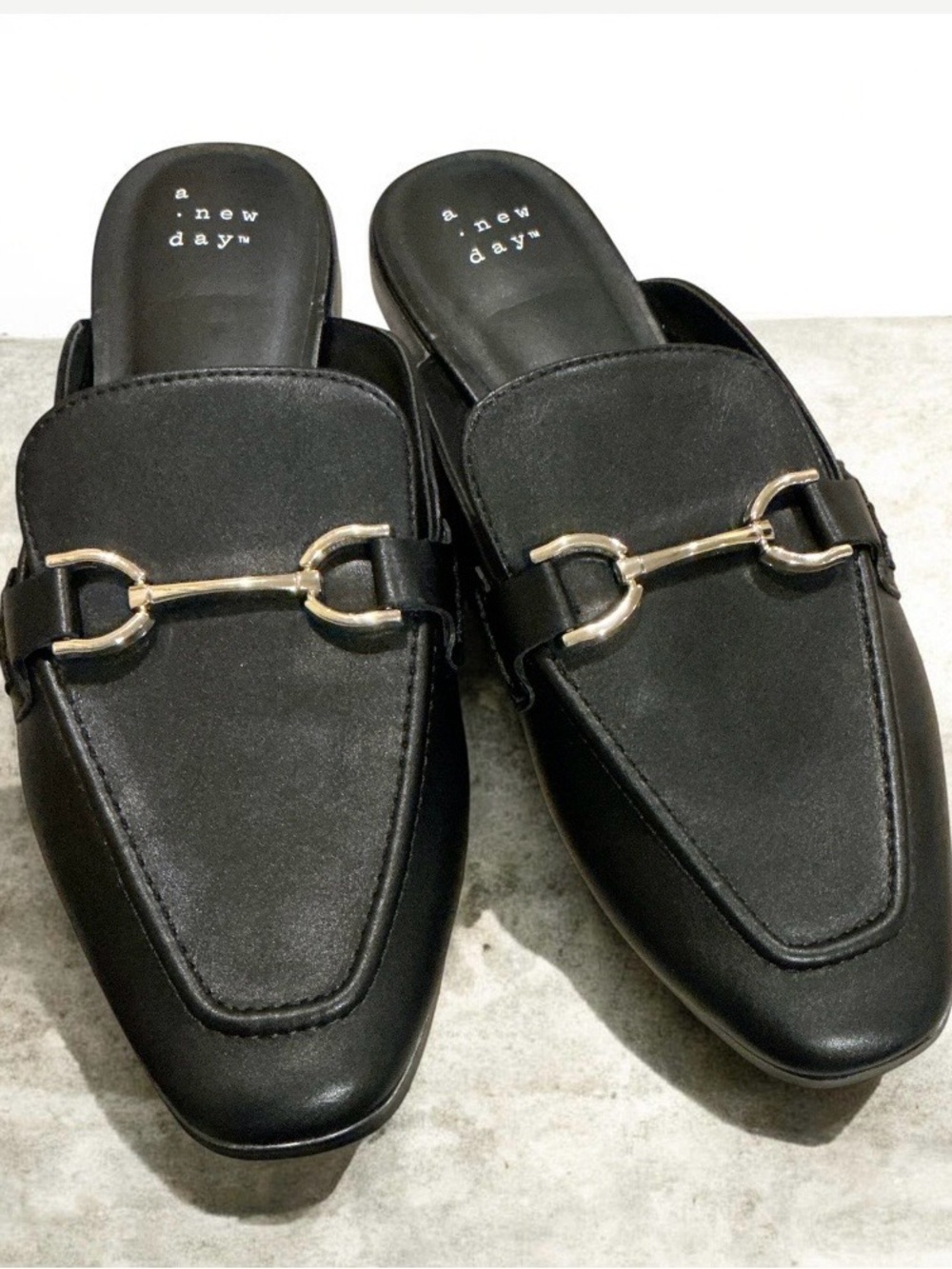 a new day Black Loafers with Gold Accent